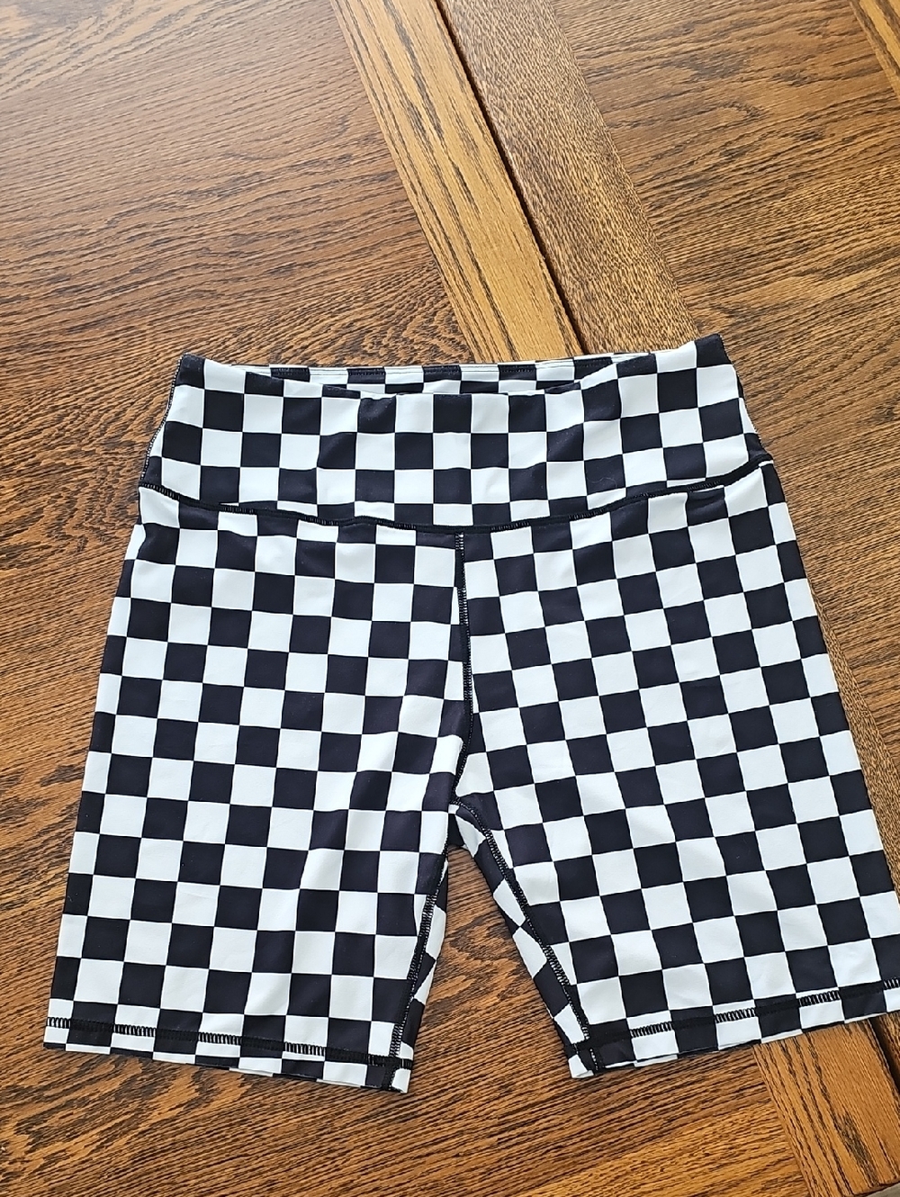 Source Unknown Black and White Checkered Bike Shorts